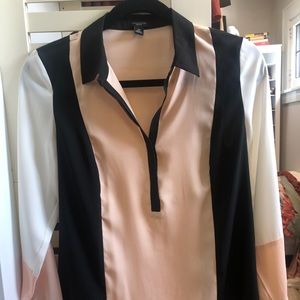 Sheer color blocked blouse
